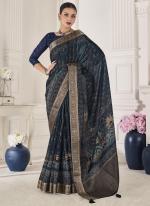 Viscose Silk Blue Party Wear Weaving Saree